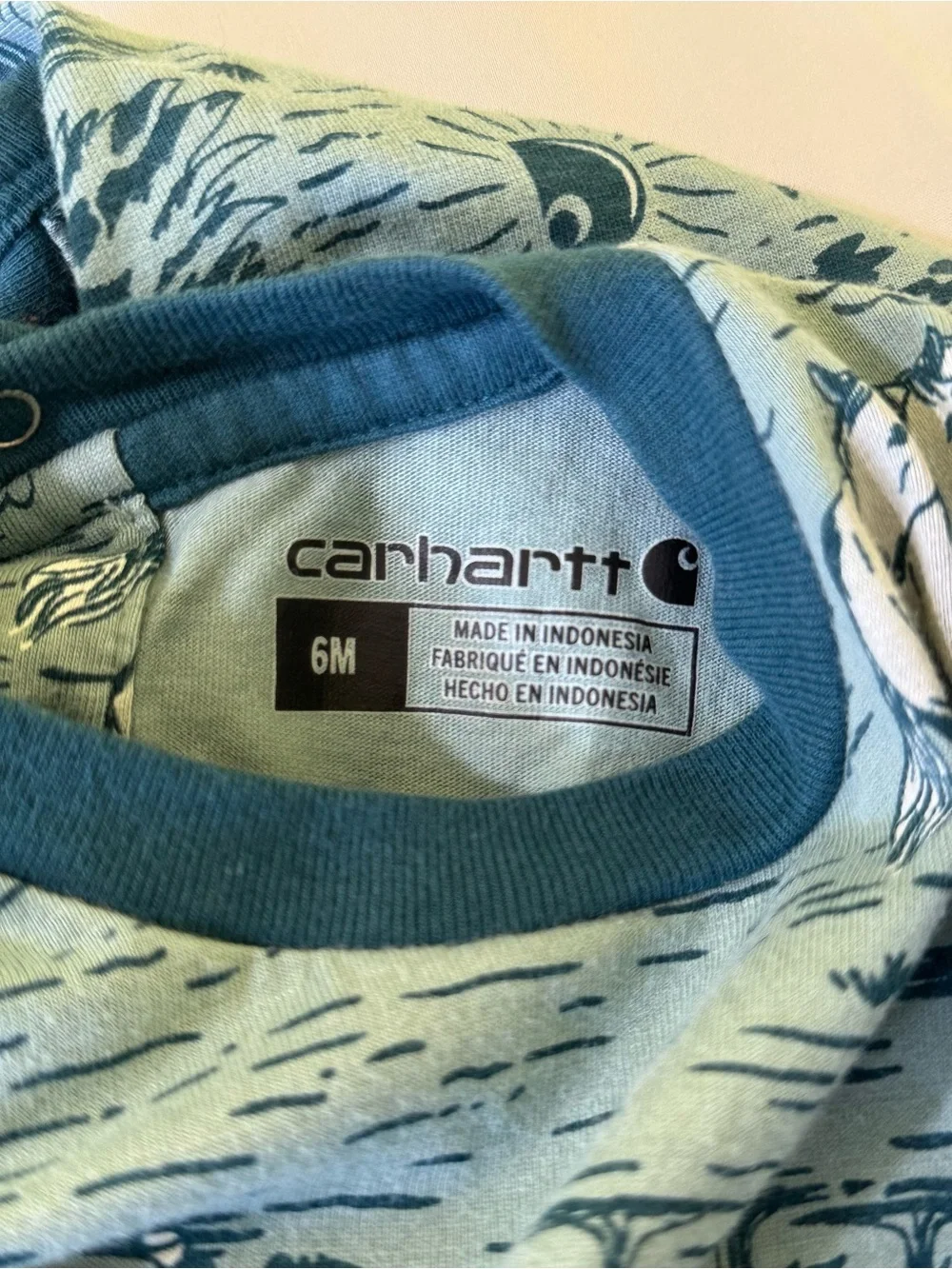 +NWOT Carhartt Horse Mustang Ruffle Coverall Baby Girl Turquoise & Teal 6M